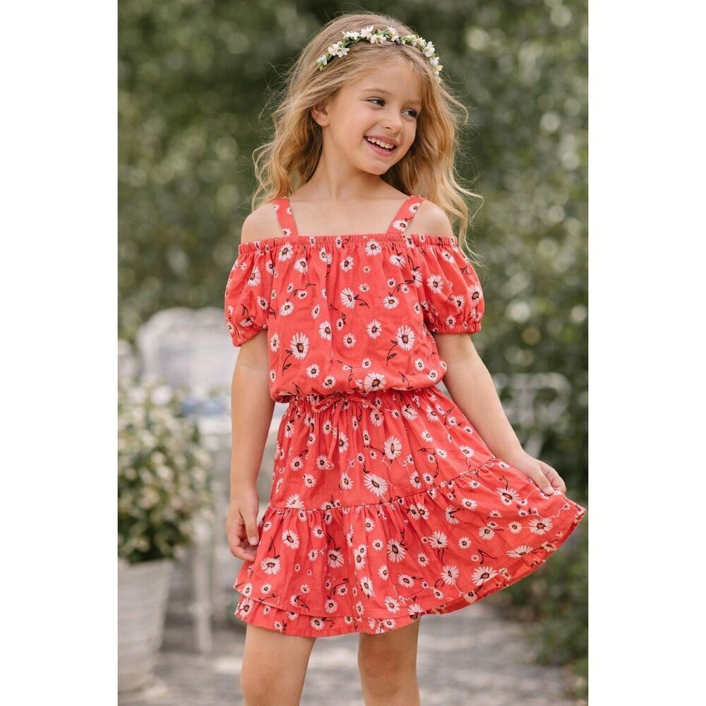 Jenna & Jessie Girls Daisy Floral Set Size 8 Boho 2PC Top Skirt Summer Outfit
